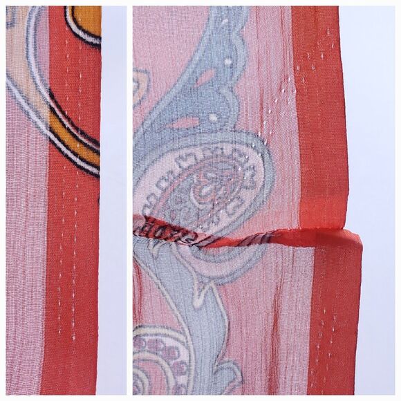 Salty Lemon Sheer Beach Cover Up One Size Paisley Kaftan Orange Red Boho - Picture 8 of 8